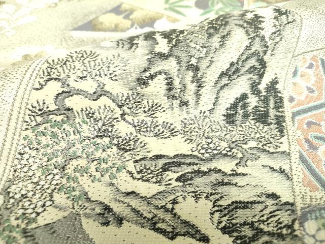 平和屋着物●全通柄袋帯　唐織　冊子風景花文　金糸　正絹　逸品　DABB4079ps 平和屋着物○全通柄袋帯 唐織 冊子風景花文 金糸 正絹 逸品 DABB4079ps