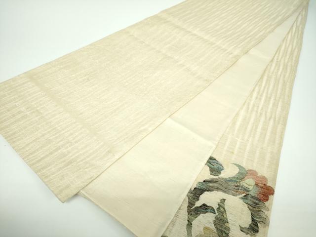 平和屋着物▽太鼓柄袋帯 スリーシーズン 春夏秋 すくい織 更紗花文 金銀糸 正絹 逸品 DABB4083ps