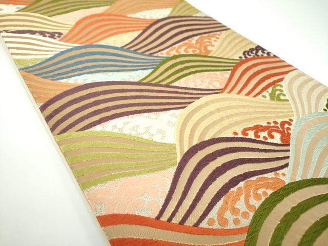 平和屋着物○西陣 河合美術織物謹製 六通柄袋帯 唐織 立波文