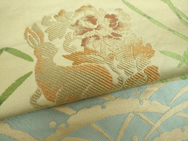 平和屋着物●西陣 川島織物 六通柄 本袋帯 名物裂 花兎 木賊 金糸 正絹 逸品 DABB4087ps