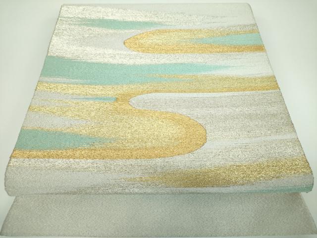 平和屋着物●爪掻き本綴れ 太鼓柄袋帯 霞文 金銀糸 正絹 逸品 DABB4095ps