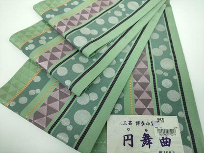 平和屋着物●本場筑前博多織　半幅帯　円舞曲　小野和也作　証紙付き　正絹　逸品　未使用　DABB4113ps