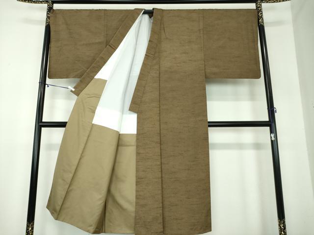 平和屋着物●男性　紬　濃樺茶色　正絹　逸品　DABB4116ps
