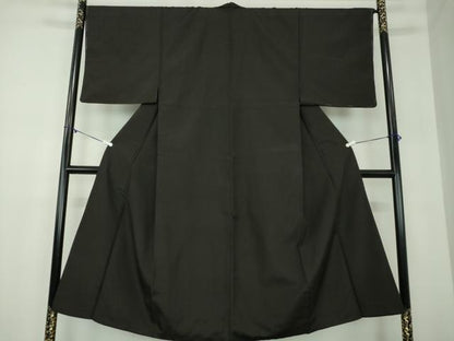 平和屋着物●男性　紬　焦げ茶色　正絹　逸品　DABB4120ps