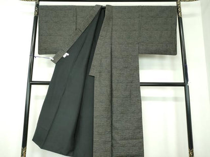平和屋着物●男性　紬　幾何学文様　正絹　逸品　DABB4122ps