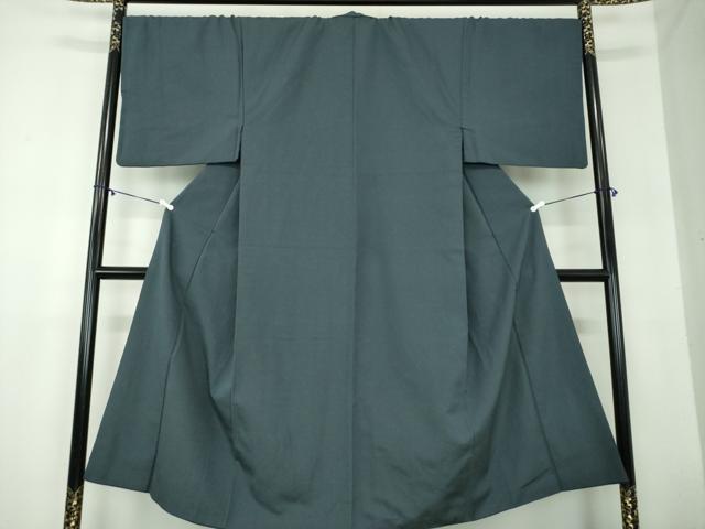 平和屋着物●男性　紬　濃鉄御納戸色　正絹　逸品　DABB4129ps