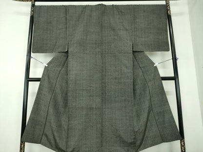 平和屋着物●男性　紬　縞　黒地　ゑり善扱い　正絹　逸品　DABB4135ps