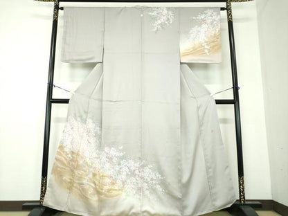 平和屋着物●訪問着　作家物　手描き　霞花文　暈し染め　金銀彩　正絹　逸品　DABB4138ps