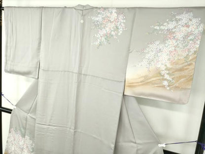 平和屋着物●訪問着　作家物　手描き　霞花文　暈し染め　金銀彩　正絹　逸品　DABB4138ps