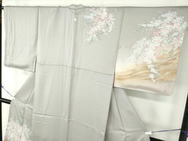 平和屋着物●訪問着　作家物　手描き　霞花文　暈し染め　金銀彩　正絹　逸品　DABB4138ps