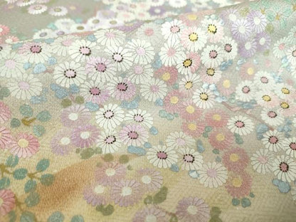 平和屋着物●訪問着　作家物　手描き　霞花文　暈し染め　金銀彩　正絹　逸品　DABB4138ps
