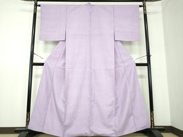 平和屋着物●結城紬　色無地　鳩羽色　正絹　逸品　DABB4144ps