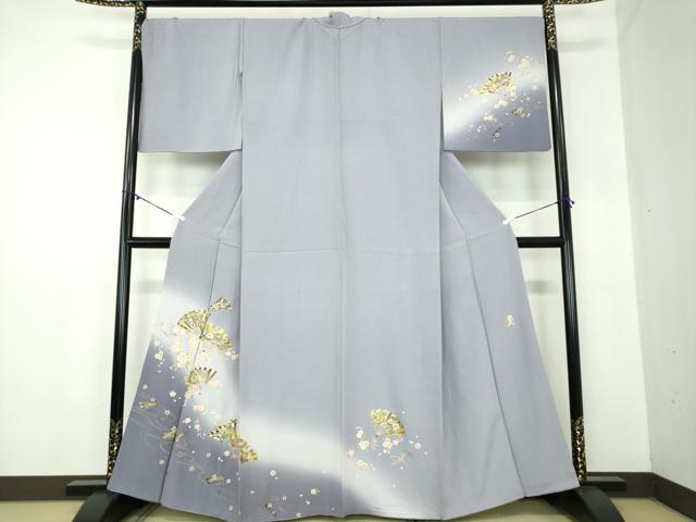 平和屋着物●金彩友禅作家　木村桂友　訪問着　枝垂れ桜　花筏　舞扇花文　金銀彩　さが美扱い　正絹　逸品　DABB4145ps