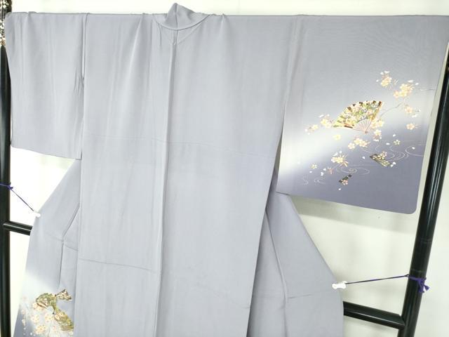 平和屋着物●金彩友禅作家　木村桂友　訪問着　枝垂れ桜　花筏　舞扇花文　金銀彩　さが美扱い　正絹　逸品　DABB4145ps