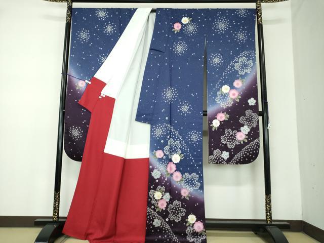 平和屋着物●豪華振袖　刺繍　舞桜　暈し染め　金彩　正絹　逸品　DABB4146ps 平和屋着物○豪華振袖 刺繍 舞桜 暈し染め 金彩 正絹 逸品 DABB4146ps