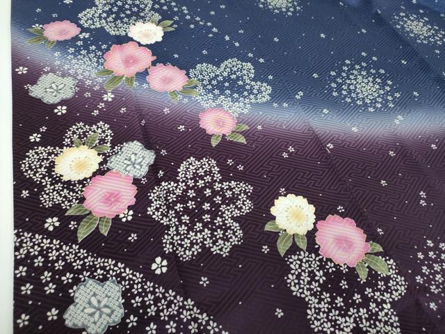 平和屋着物●豪華振袖　刺繍　舞桜　暈し染め　金彩　正絹　逸品　DABB4146ps 平和屋着物○豪華振袖 刺繍 舞桜 暈し染め 金彩 正絹 逸品 DABB4146ps