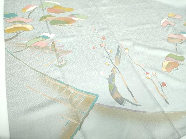 平和屋着物●訪問着　駒刺繍　吉祥花文　金彩　正絹　逸品　DABB4150ps