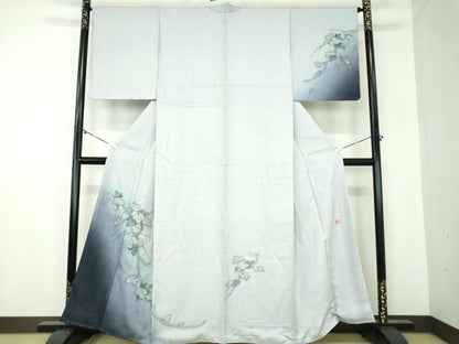 平和屋着物●京の匠日展作家　丹下雄介　訪問着　刺繍　葡萄蔦の葉文　暈し染め　金糸　やまと誂製　正絹　逸品　未使用　DABB4151ps