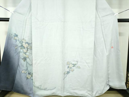 平和屋着物●京の匠日展作家　丹下雄介　訪問着　刺繍　葡萄蔦の葉文　暈し染め　金糸　やまと誂製　正絹　逸品　未使用　DABB4151ps