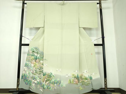 平和屋着物●本加賀友禅作家　松田准一　色留袖　飛鶴風景花文　暈し染め　正絹　逸品　DABB4152ps