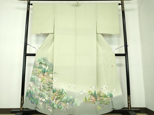 平和屋着物●本加賀友禅作家　松田准一　色留袖　飛鶴風景花文　暈し染め　正絹　逸品　DABB4152ps