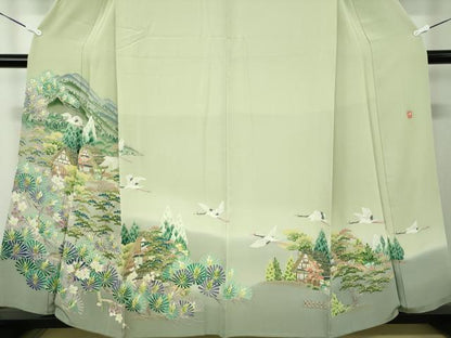 平和屋着物●本加賀友禅作家　松田准一　色留袖　飛鶴風景花文　暈し染め　正絹　逸品　DABB4152ps