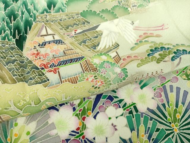 平和屋着物●本加賀友禅作家　松田准一　色留袖　飛鶴風景花文　暈し染め　正絹　逸品　DABB4152ps 平和屋着物○本加賀友禅作家 松田准一 色留袖 飛鶴風景