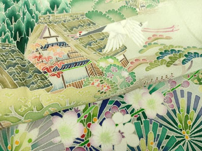 平和屋着物●本加賀友禅作家　松田准一　色留袖　飛鶴風景花文　暈し染め　正絹　逸品　DABB4152ps