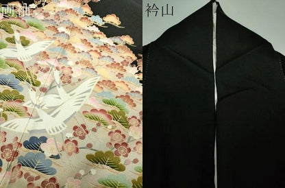 平和屋着物●豪華黒留袖　友禅　作家物　渡橋風景飛鶴風景花文　正絹　逸品　DABB4153ps