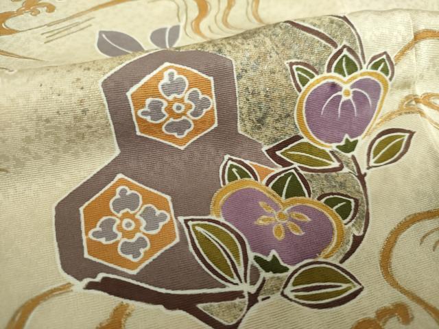 平和屋着物●訪問着　駒刺繍　立波吉祥花文　金彩　正絹　逸品　DABB4154ps 平和屋着物○訪問着 駒刺繍 立波吉祥花文 金彩 正絹 逸品 DABB4154ps