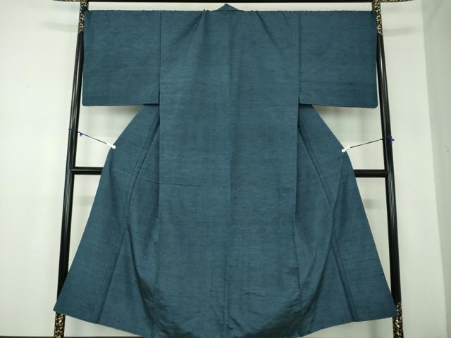 平和屋着物●男性 紬 青藍色 正絹 逸品 DABB4158ps
