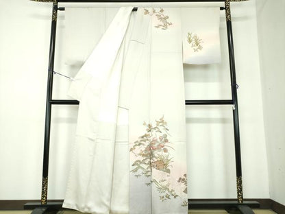 平和屋着物●訪問着 水車風景花文 暈し染め 金銀彩 正絹 逸品 DABB4159ps