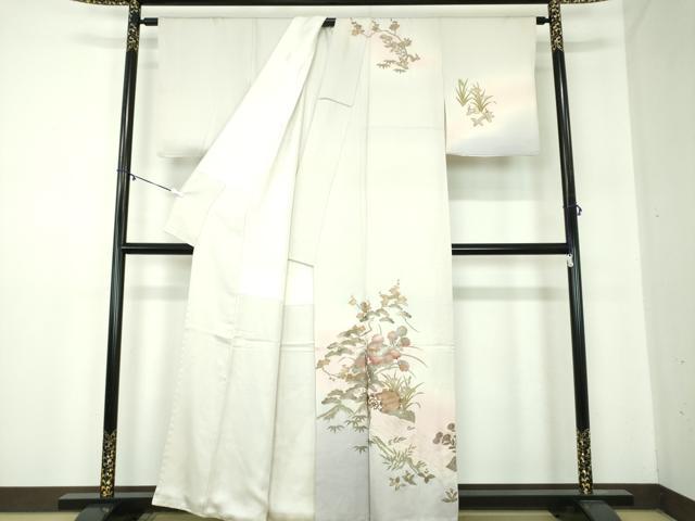 平和屋着物●訪問着 水車風景花文 暈し染め 金銀彩 正絹 逸品 DABB4159ps