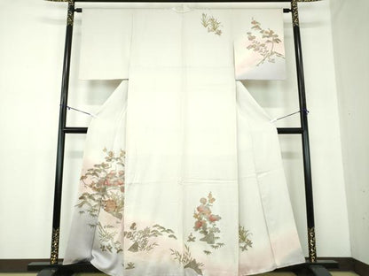 平和屋着物●訪問着 水車風景花文 暈し染め 金銀彩 正絹 逸品 DABB4159ps