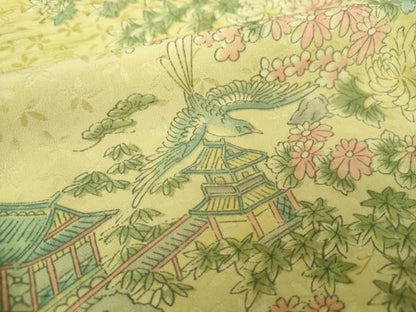 平和屋着物●上質な長襦袢 無双仕立て 花鳥風景 正絹 逸品 DABB4161ps