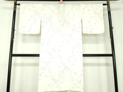 平和屋着物●上質な長襦袢 無双仕立て 半衿刺繍 吹き寄せ花文 金彩 正絹 逸品 DABB4162ps