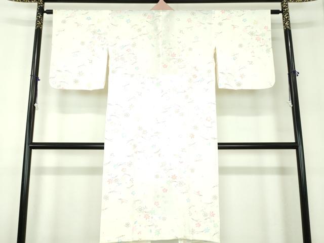 平和屋着物●上質な長襦袢 無双仕立て 半衿刺繍 吹き寄せ花文 金彩 正絹 逸品 DABB4162ps