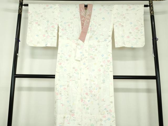 平和屋着物●上質な長襦袢 無双仕立て 半衿刺繍 吹き寄せ花文 金彩 正絹 逸品 DABB4162ps