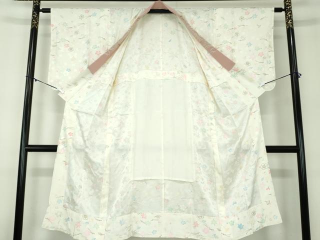 平和屋着物●上質な長襦袢 無双仕立て 半衿刺繍 吹き寄せ花文 金彩 正絹 逸品 DABB4162ps