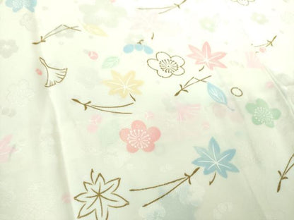 平和屋着物●上質な長襦袢 無双仕立て 半衿刺繍 吹き寄せ花文 金彩 正絹 逸品 DABB4162ps