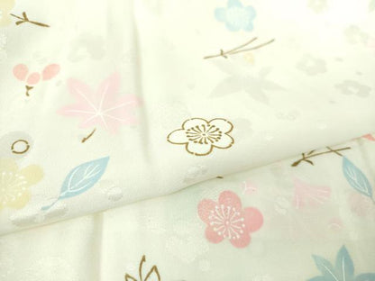 平和屋着物●上質な長襦袢 無双仕立て 半衿刺繍 吹き寄せ花文 金彩 正絹 逸品 DABB4162ps
