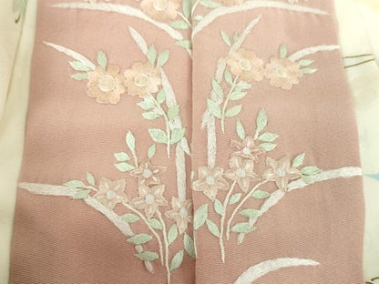 平和屋着物●上質な長襦袢 無双仕立て 半衿刺繍 吹き寄せ花文 金彩 正絹 逸品 DABB4162ps