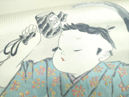平和屋着物●二代目・由水十久 本加賀友禅 両面 太鼓柄袋帯 見立 大黒 金銀糸 正絹 逸品 DABB4165ps