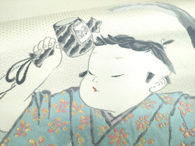 平和屋着物●二代目・由水十久 本加賀友禅 両面 太鼓柄袋帯 見立 大黒 金銀糸 正絹 逸品 DABB4165ps