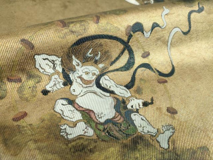 平和屋着物●太鼓柄袋帯 燿變天目 手描き 風神雷神 金彩 引箔 正絹 逸品 DABB4167ps