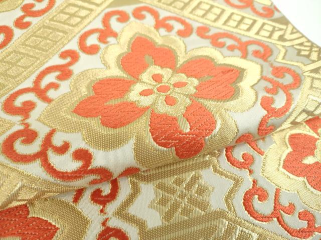 平和屋着物●西陣 川島織物 六通柄 本袋帯 唐織 花菱文 金糸 正絹 逸品 DABB4168ps