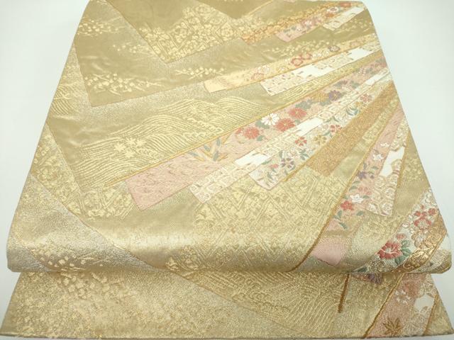 平和屋着物●西陣の名門 加納幸謹製 六通柄袋帯 色紙重ね花文 金糸 引箔 正絹 逸品 DABB4172ps