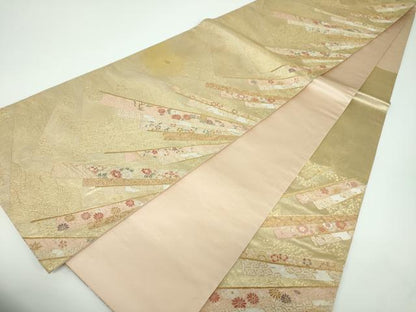 平和屋着物●西陣の名門 加納幸謹製 六通柄袋帯 色紙重ね花文 金糸 引箔 正絹 逸品 DABB4172ps