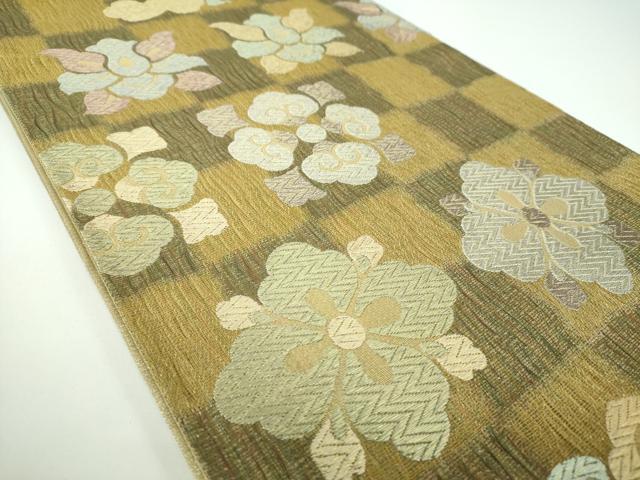 平和屋着物▽京の名工 染匠 越後屋通博 六通柄袋帯 スリーシーズン 春夏秋 櫛織り 吉祥宮中文様 金糸 正絹 逸品 DABB4178ps