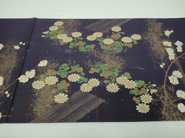 平和屋着物●六通柄袋帯 唐織 四季花犬図 金糸 正絹 逸品 DABB4182ps
